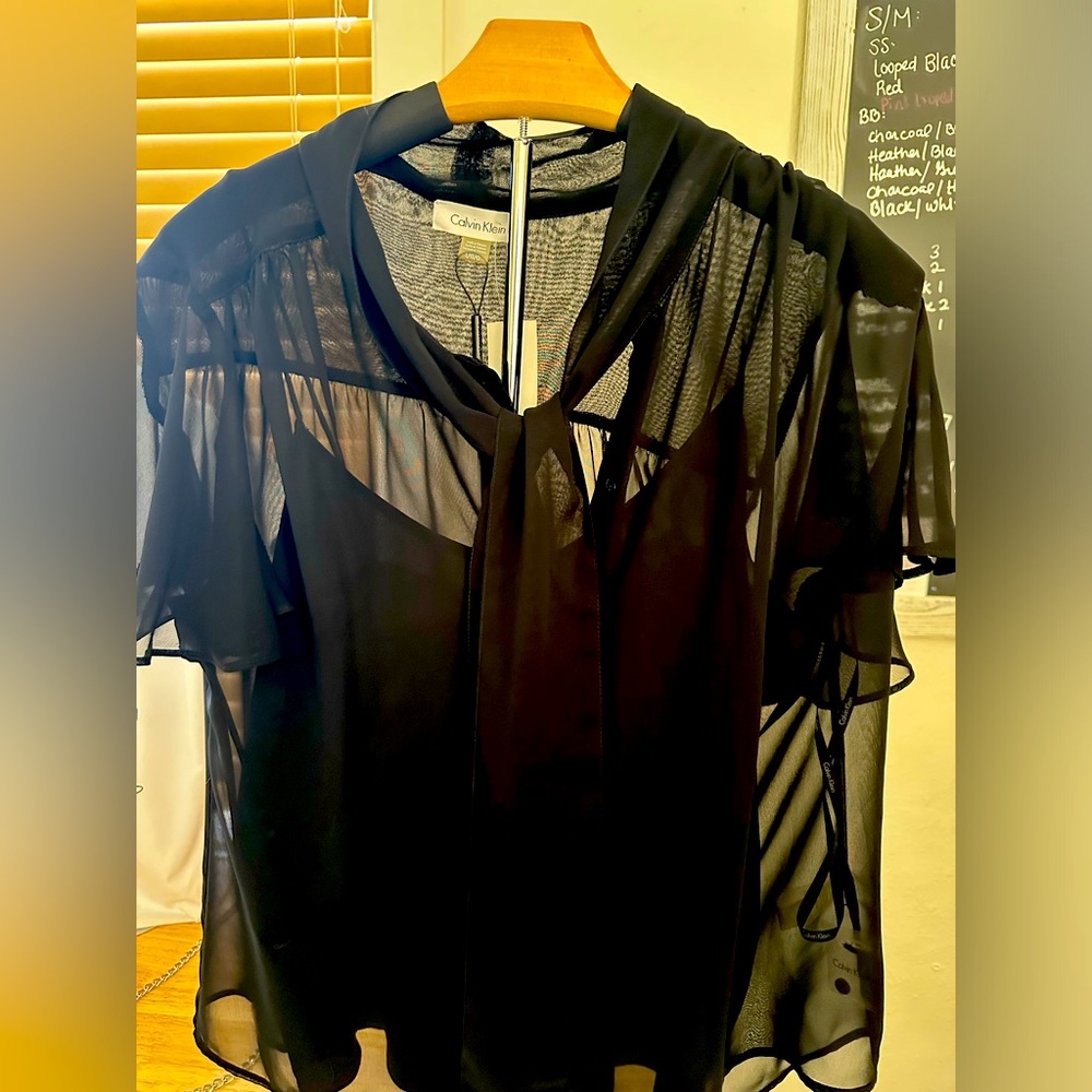 Calvin Klein sheer blouse with built in camo-NEW